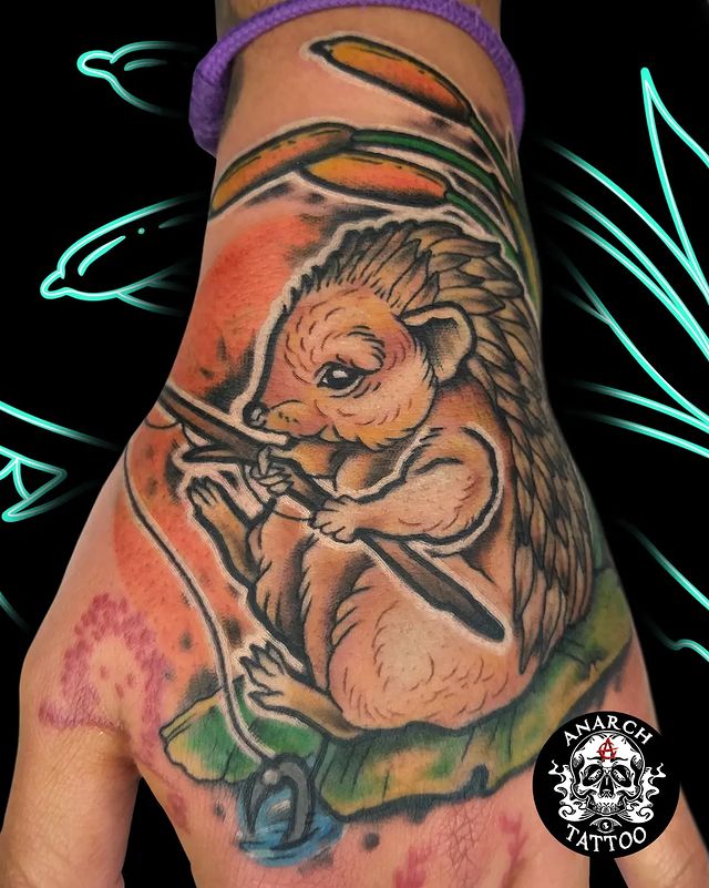 hedgehog tattoo - IG anarch.tattoo