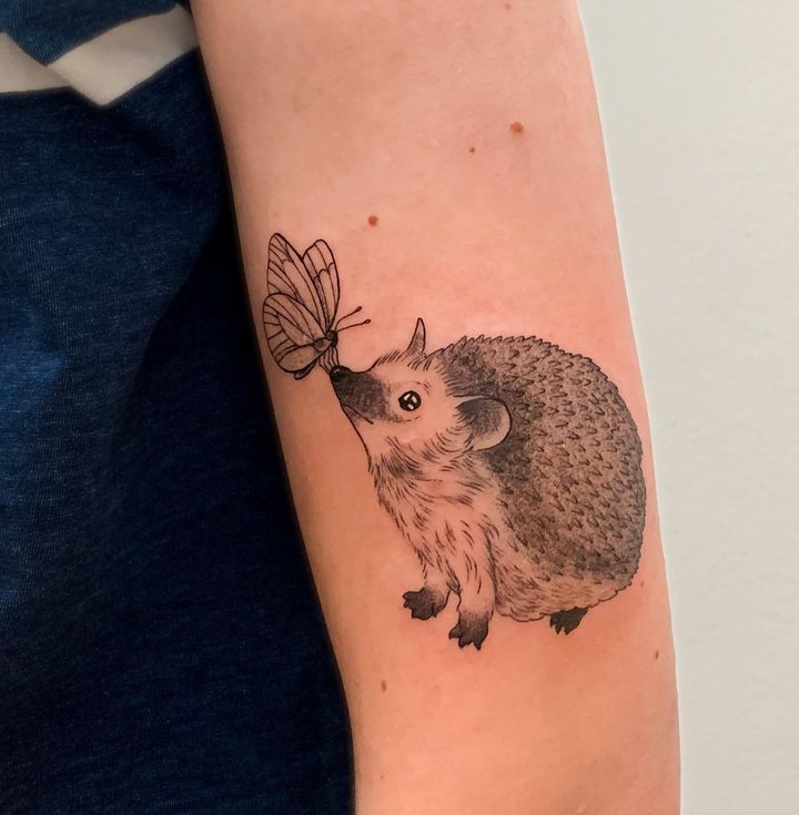 hedgehog tattoo - IG bambiprikt
