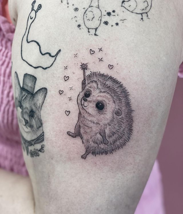 hedgehog tattoo - IG emilypestkatattoo