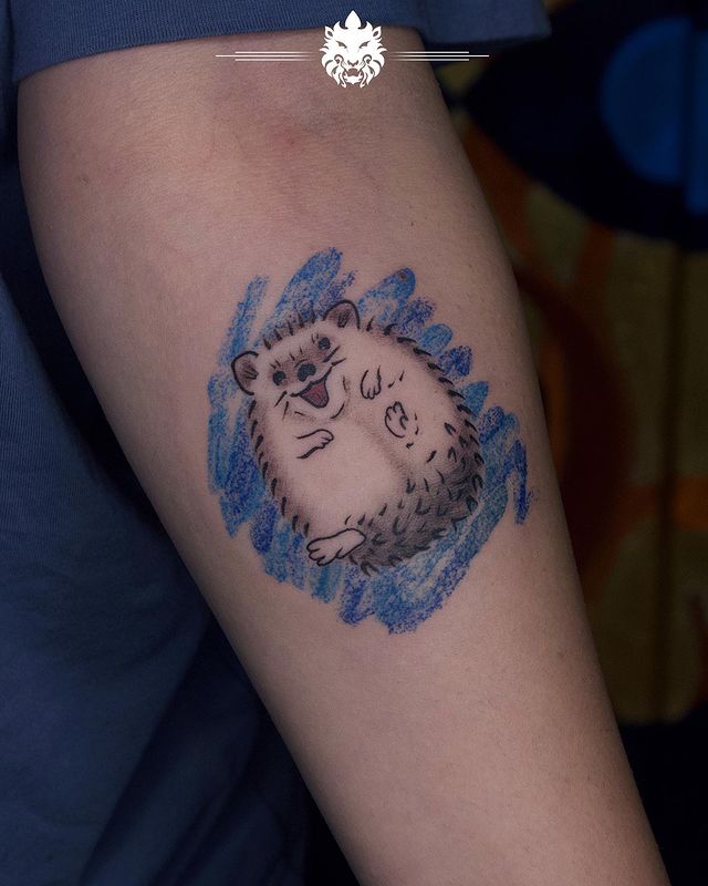 hedgehog tattoo - IG leo_tattooz