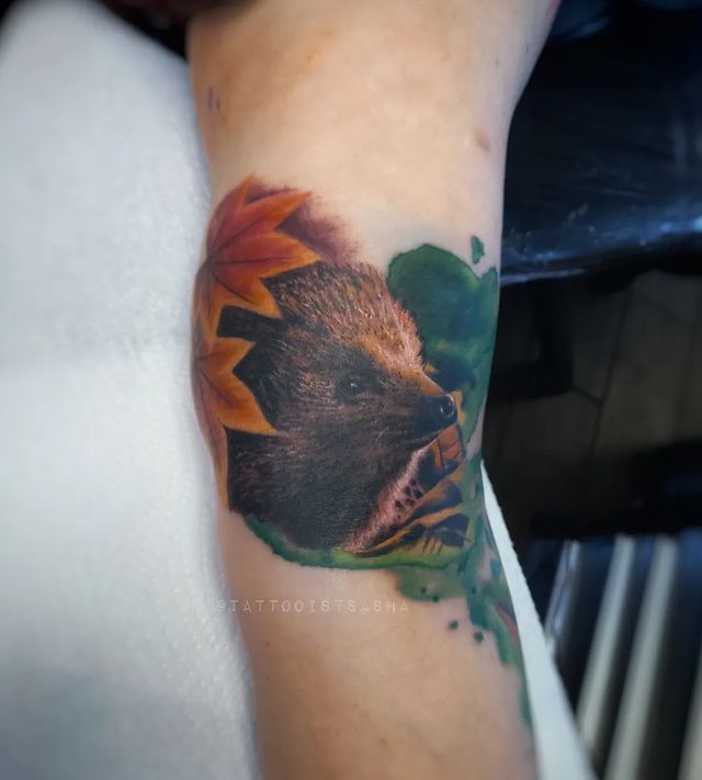 hedgehog tattoo - IG tattooistsasha