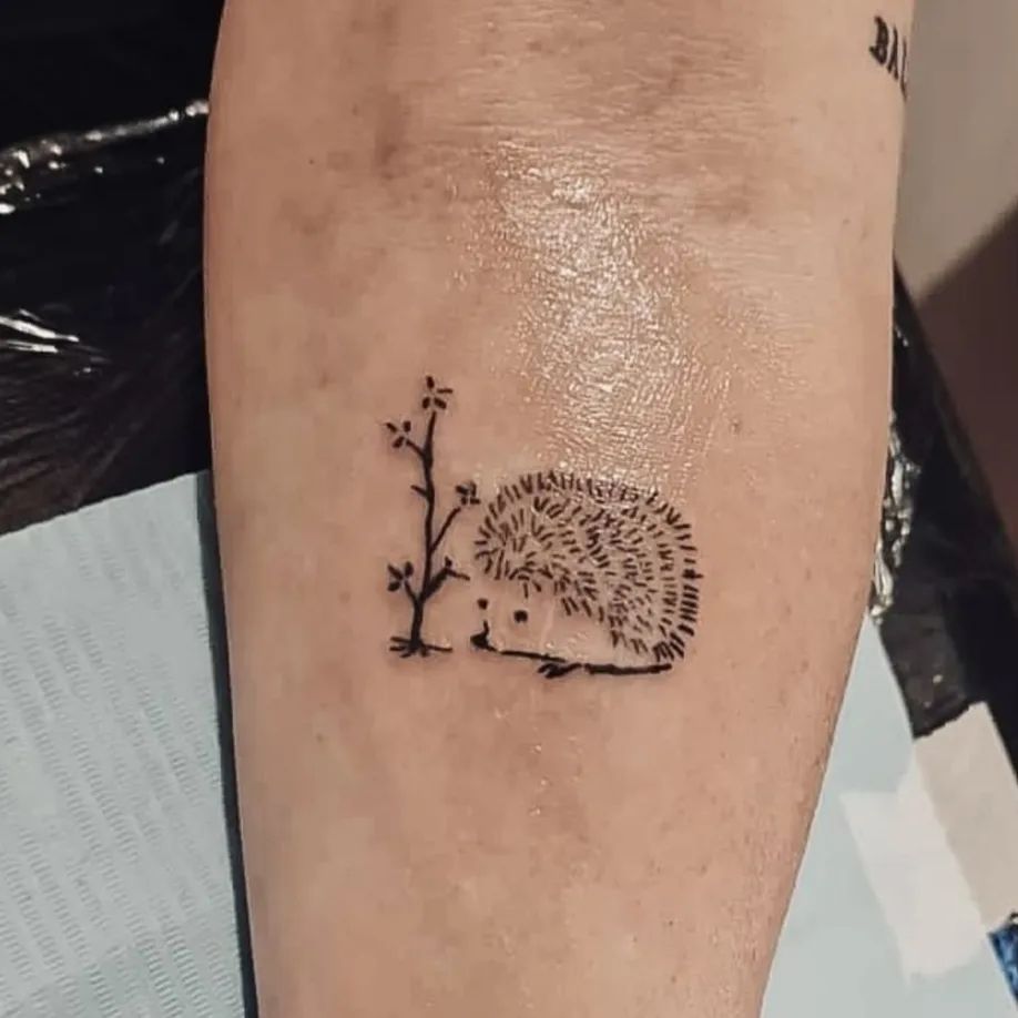 hedgehog tattoo - IG dawns.ink